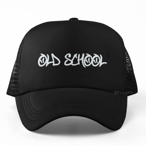 🆕Old School Black Foam Trucker Hat Mesh Snapback Cap - Picture 1 of 2